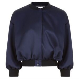 Victoria Beckham Cropped Bomber Jacket Size 6 blue